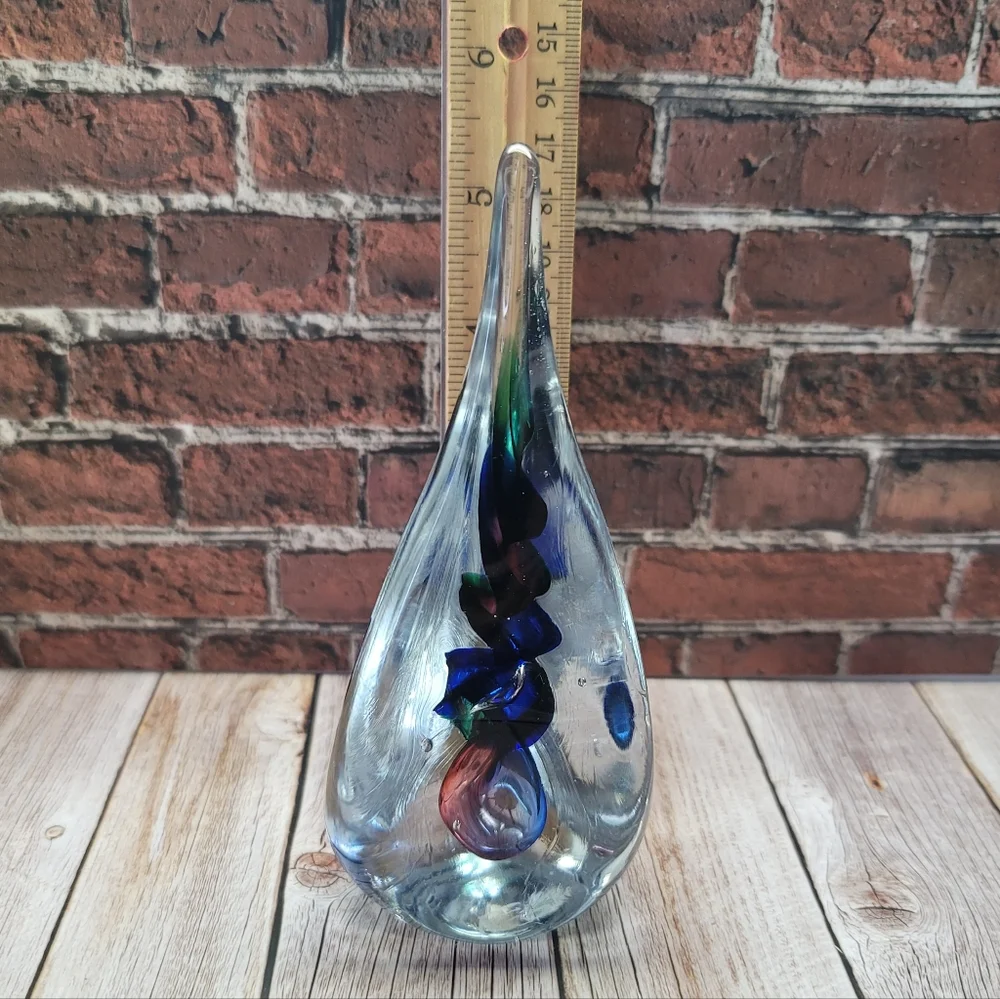Original Adam Jablonski Signed Glass Sculpture Multi Colored Swirl Paperweight - Picture 7 of 10